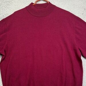 Club Room Mock Neck Sweater Adult 2XL Maroon 100% Merino Wool Pullover Knit Mens